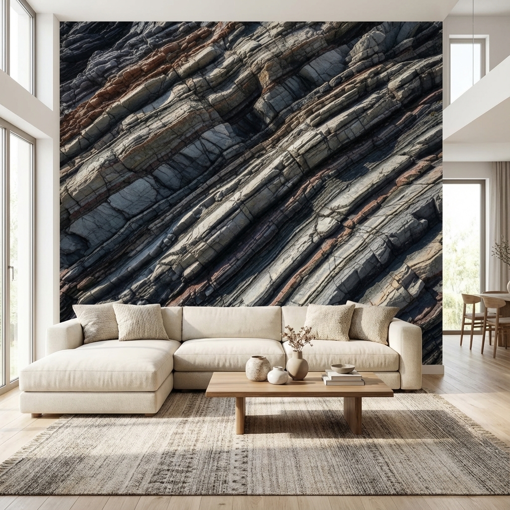 Doğal Kaya Dokulu Duvar Kağıdı – Peel & Stick Modern Taş Desenli Duvar Kağıdı