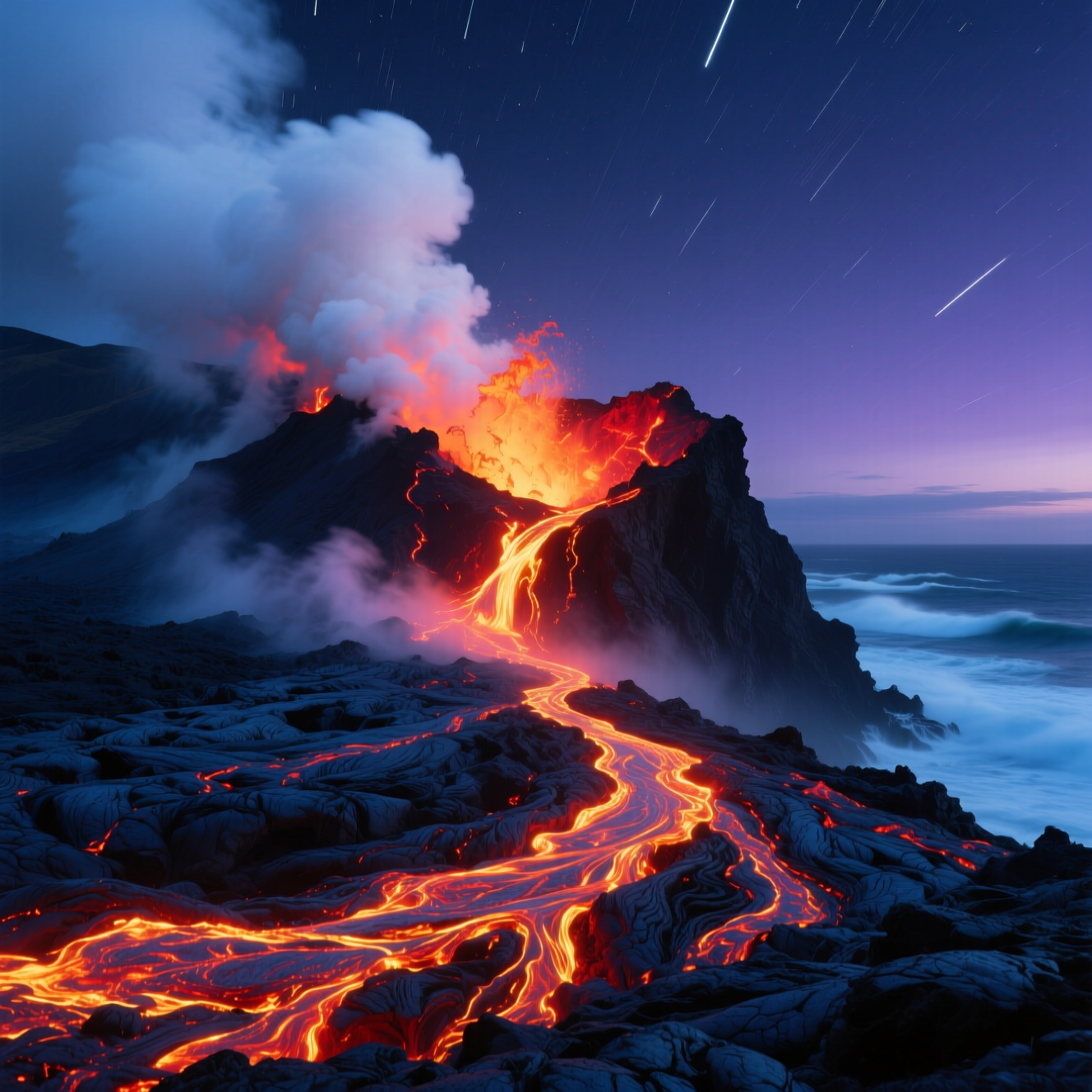 Lav Akışı ve Meteor Yağmuru Epik Duvar Kağıdı